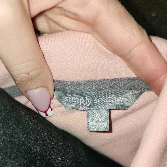 Simply Southern Pink Quarter-Zip Long Sleeve Polo Top - Picture 2 of 4